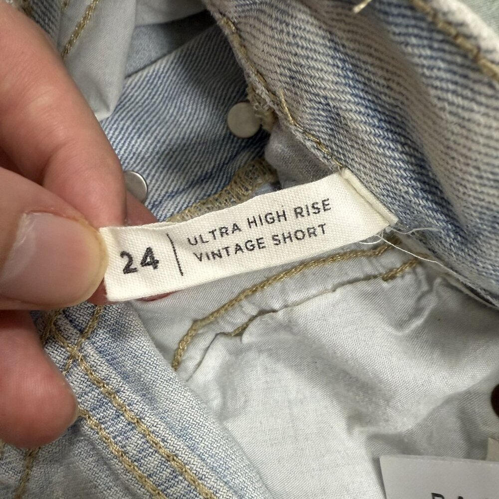 Pacsun Ultra High Rise Vintage Short Women's 24 Blue Cotton Distressed Festival - Picture 5 of 8